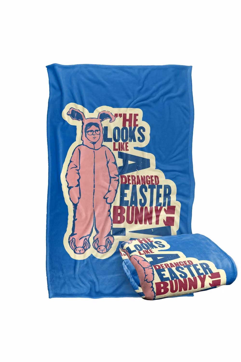 A Christmas Story Deranged Bunny Super Soft Silky Touch Fluffy Throw Blanket in Multicolour Blue, Large – 2