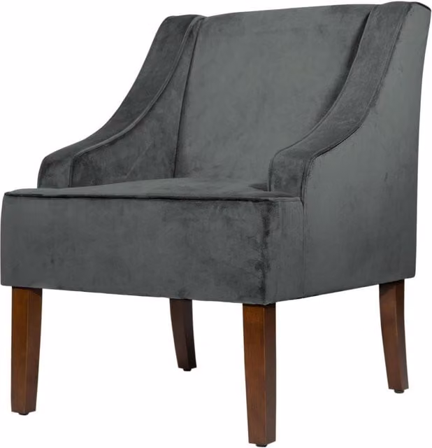 Livinluxury Savoy Velvet Swoop Armchair in Dark Grey