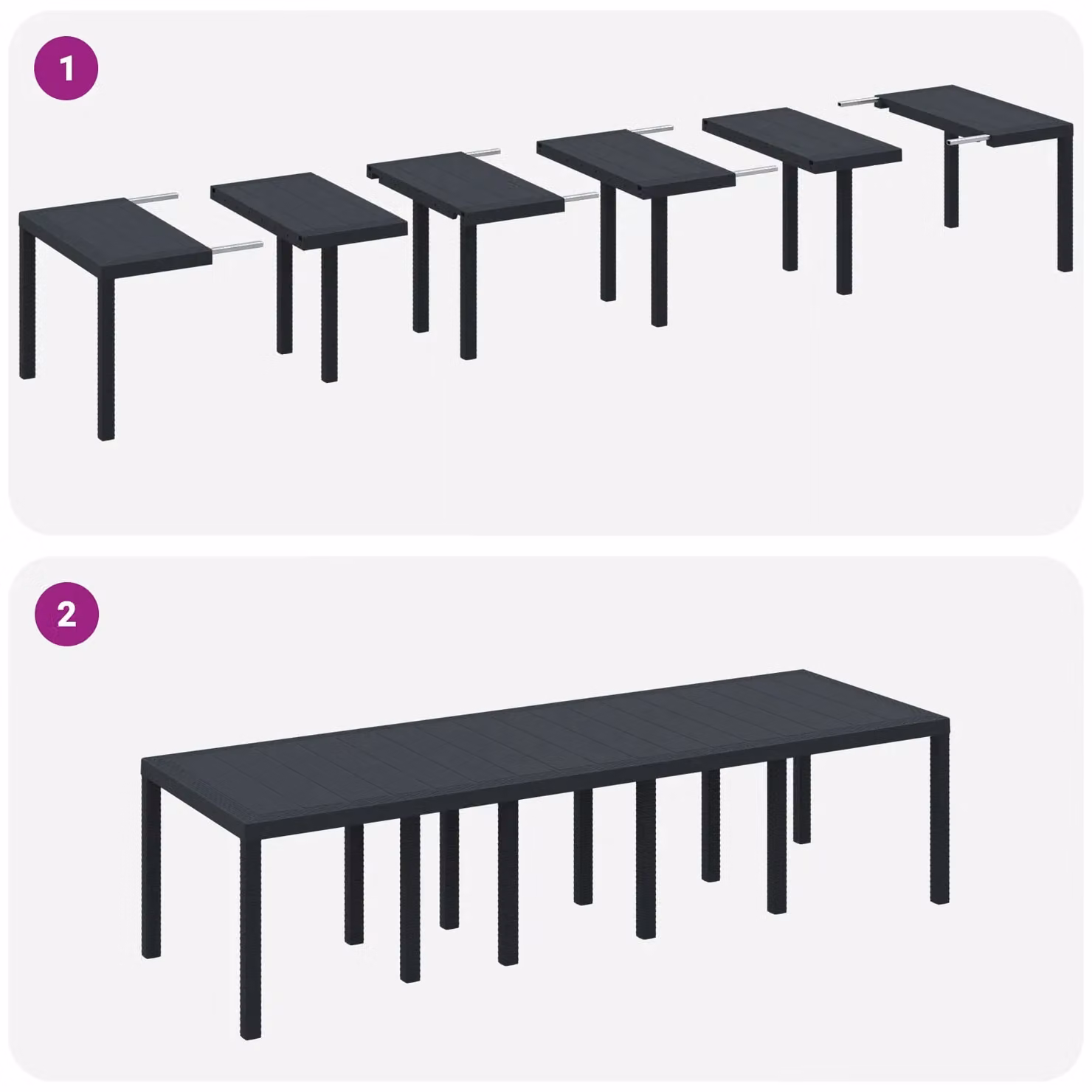 Berkfield Home Anthracite Poly Rattan Extendable Garden Table, W: 300 cm, D: 100 cm, H: 73 cm – 4