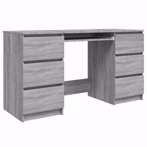 vidaXL Writing Desk in Grey Sonoma, W/D/H: 140 x 50 x 77 cm – 1