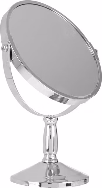 Orsina Cassini Chrome Large Round Swivel Tabletop Mirror in Silver