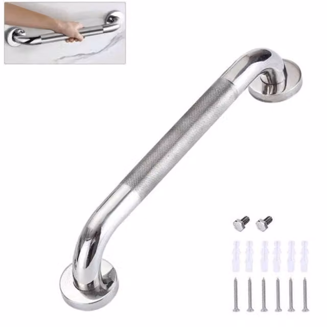 VOGREX Stainless Steel Anti Slip Bathroom Grab Bar in Silver, 50 cm – 1