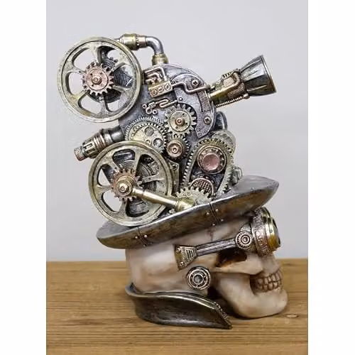 Gifts Direct 2 U Steampunk Skull Ornament with Camera Hat in Bronze – 2