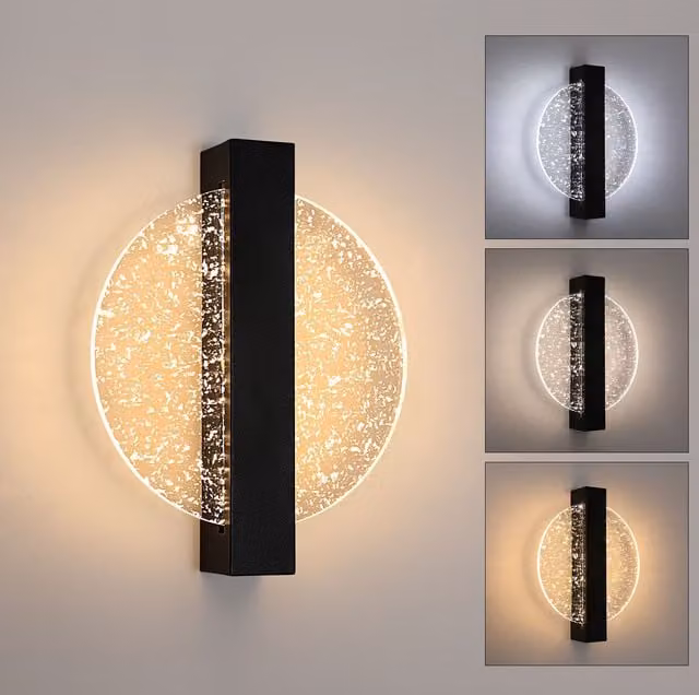 COMELY 12W Round LED Modern Wall Lamp in Black