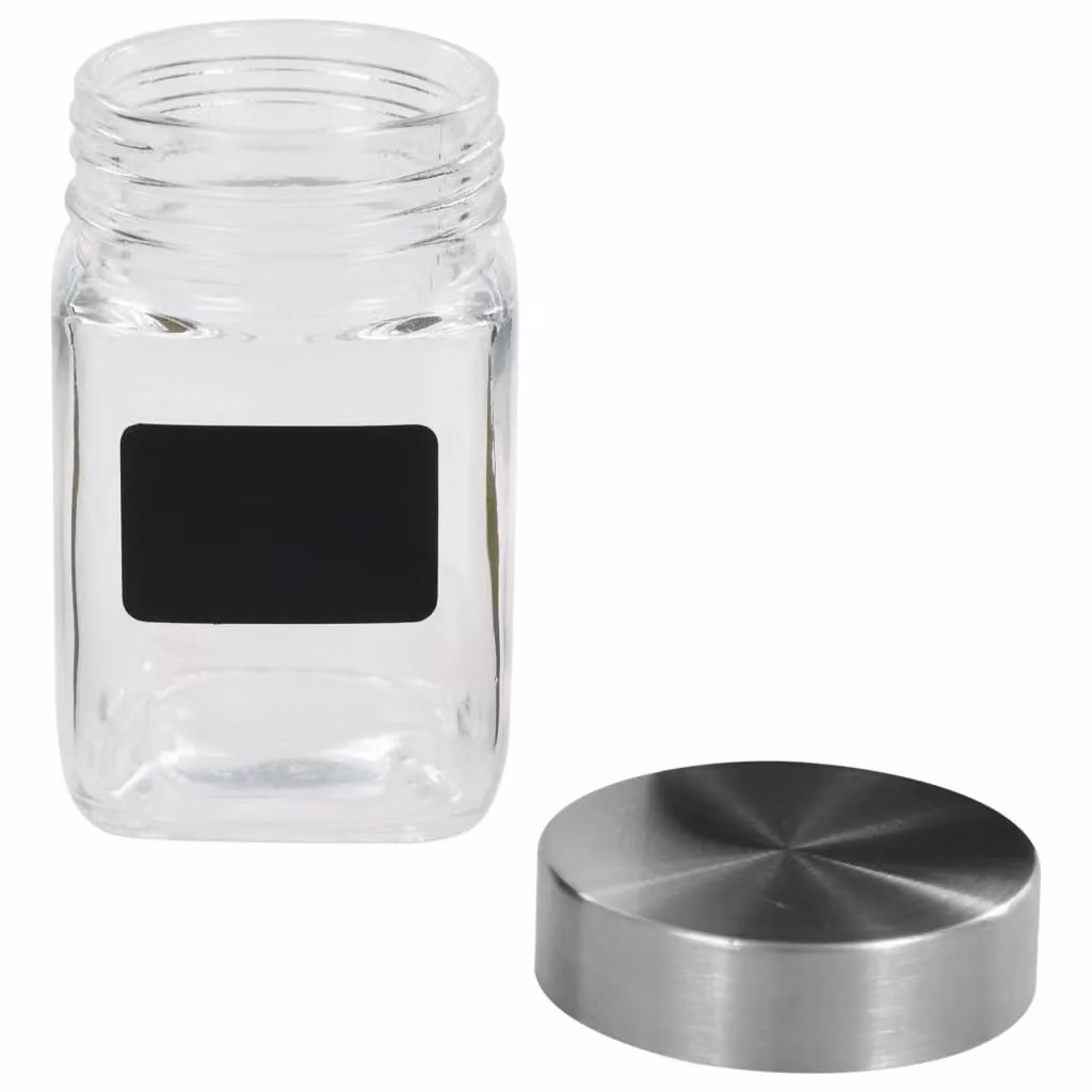 Berkfield 12 Piece Glass Home Storage Jars with Stickers, Black, 300 ml each – 3