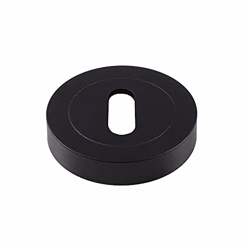 Loops 50mm Round Lock Profile Escutcheon with Concealed Fix in Matt Black Brass – 2