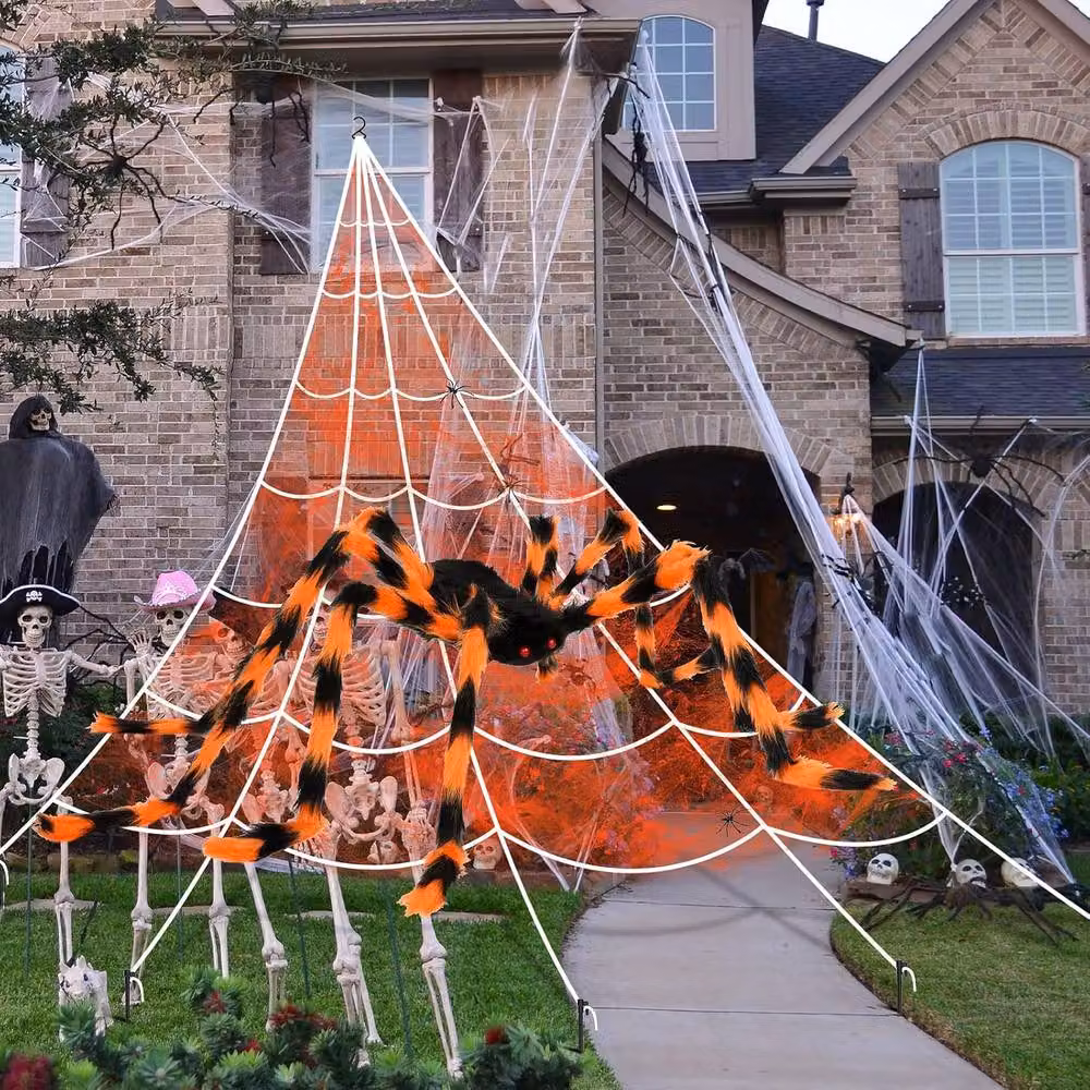 Garwarm Halloween Spider Web Hanging Decorations in Orange and Multicolour – 7