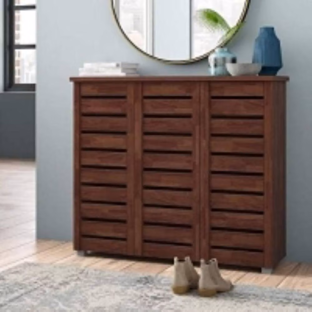 Timber Art Design 5 Tier Shoe Storage Cabinet with 3 Doors in Brown – 3