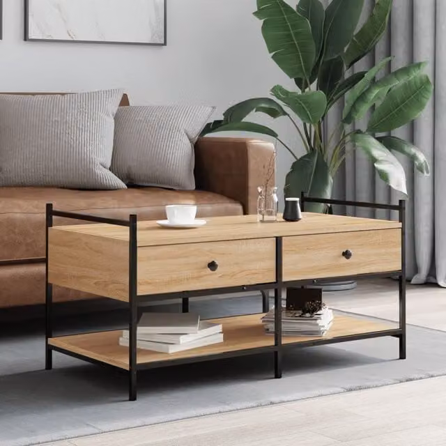Berkfield Home Sonoma Oak Coffee Table in Brown, W: 99 cm, D: 50 cm, H: 50 cm