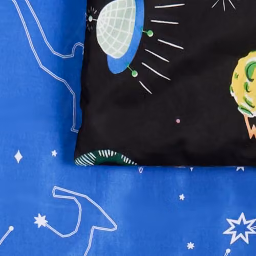 OHS Reversible Space Dino Print Single Quilt Cover Set with Pillowcase, Blue and Black Microfibre Bedding, Duvet Cover 135 x 200 cm, Pillowcase 40 x 60 cm – 5