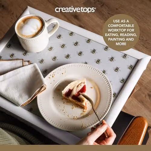 Creative Tops Bee Print Lap Tray with Bean Bag Cushion, Grey, W: 44 cm, D: 34 cm, H: 6 cm – 3
