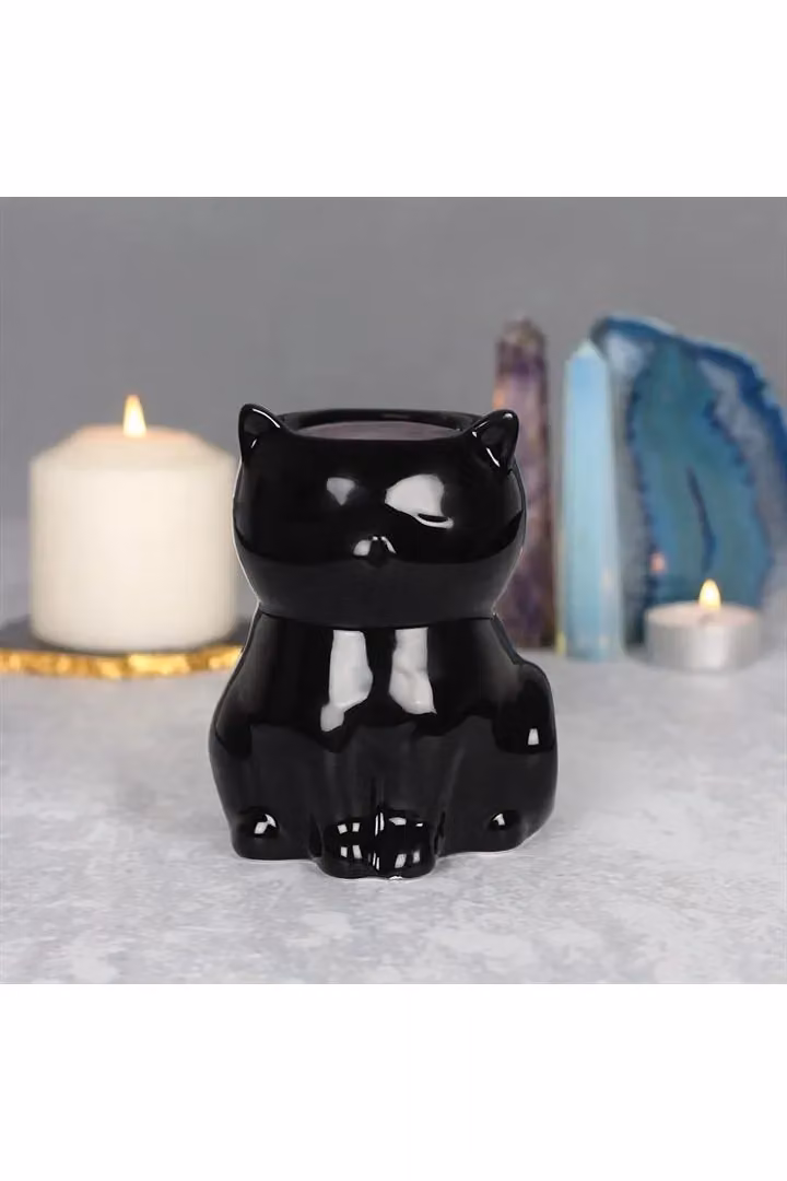 KDMD Black Ceramic Cat Oil Burner and Tealight Lamp – 3