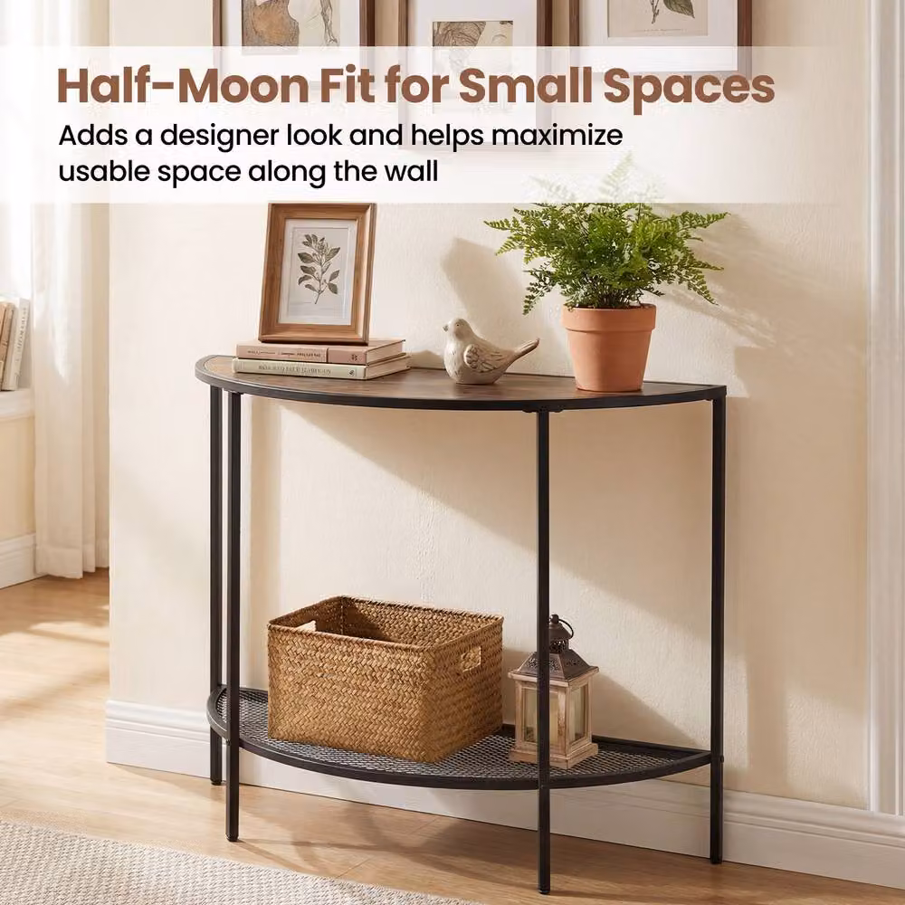 Costway 2 Tier Narrow Entryway Table with Storage Shelf in Brown – 6