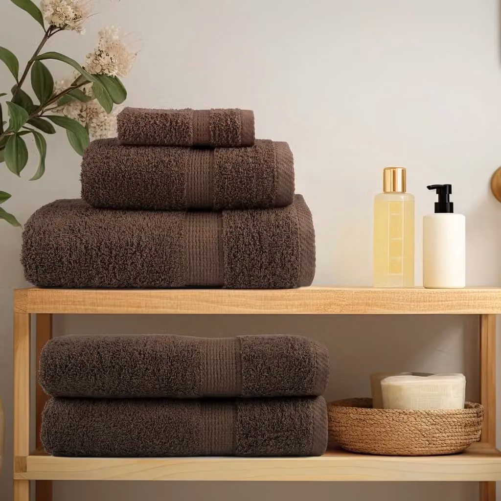 Berkfield Home SOLUND Premium Cotton Terry Shower Towels, 2 Pack, Brown, W: 70 cm, L: 140 cm, 600gsm – 3