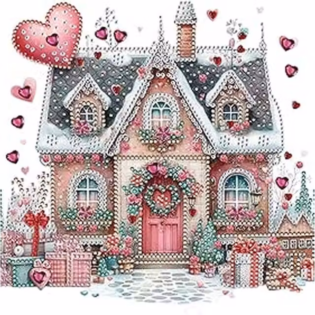 Syntego Magical Love Hearts House Diamond Art Painting in Multicolour