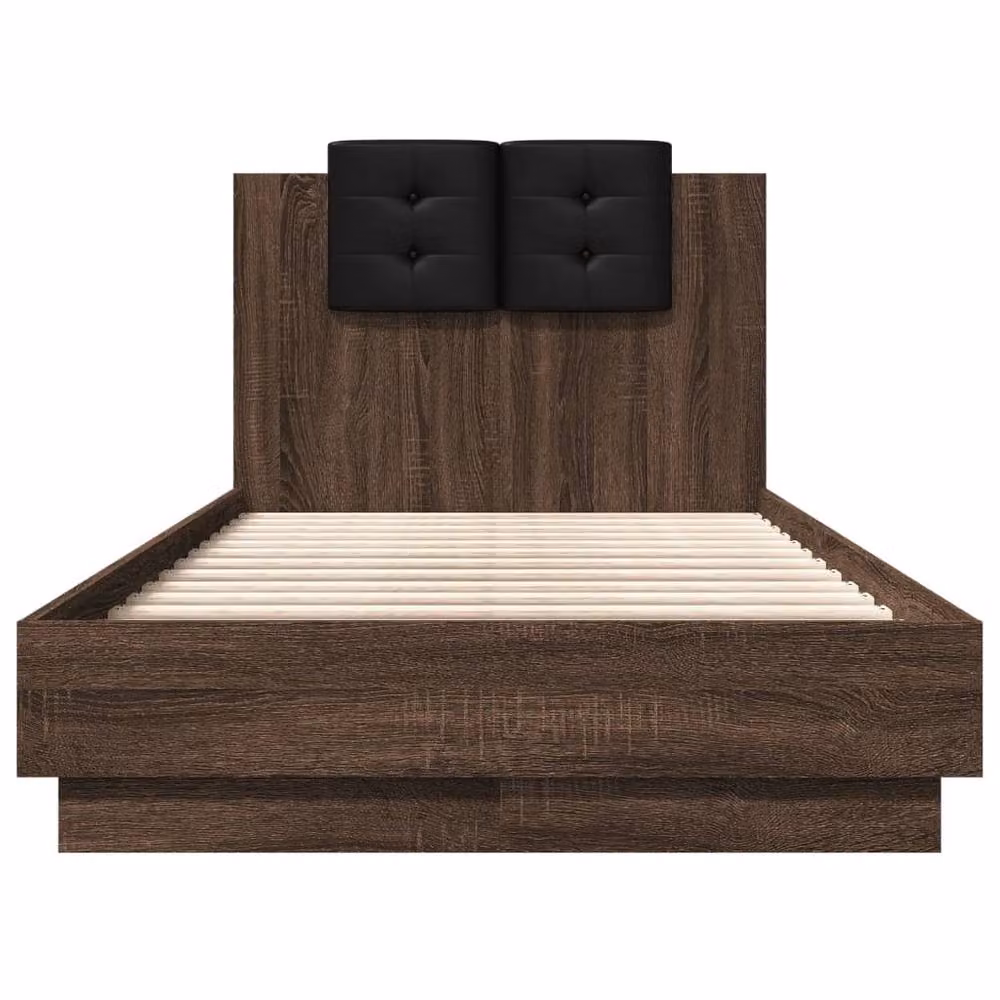 Berkfield Home Soft Bed Frame in Brown Oak with Drawers, Small Single, W/D/H: 190 x 75 x 78 cm – 4