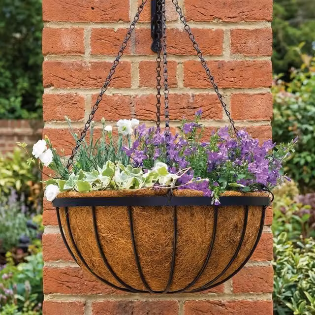 Smart Garden Saxon Metal Hanging Basket Planter in Black, Diameter: 35 cm – 3