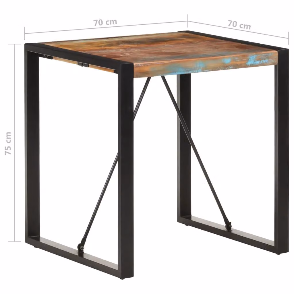 Berkfield Home Industrial Square Dining Table in Black Solid Reclaimed Wood W/D/H: 70 x 70 x 75 cm – 4