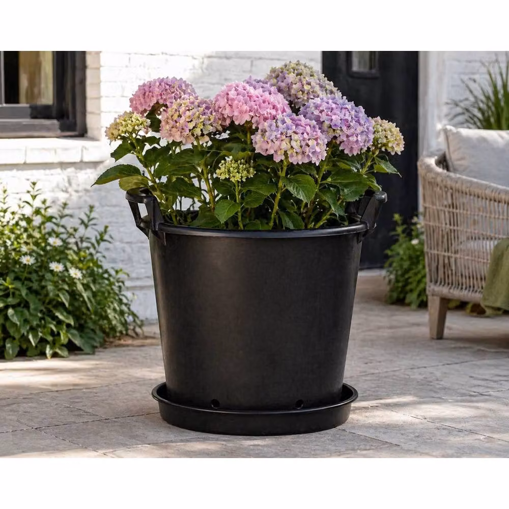 SPETLEK Set of 5 Large Black Plant Pots with Saucers, 30L Capacity – 3