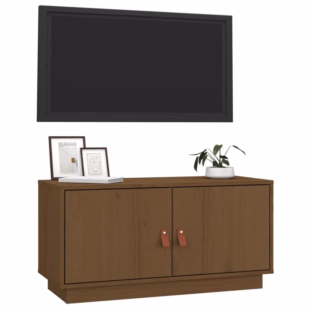 Berkfield Home Rustic Solid Wood Pine TV Cabinet in Brown, W/D/H: 80 x 34 x 40 cm – 3