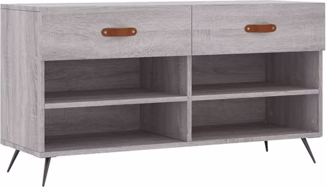 Berkfield Home Shoe Bench in Grey Sonoma, W/D/H: 102 x 35 x 55 cm – 1