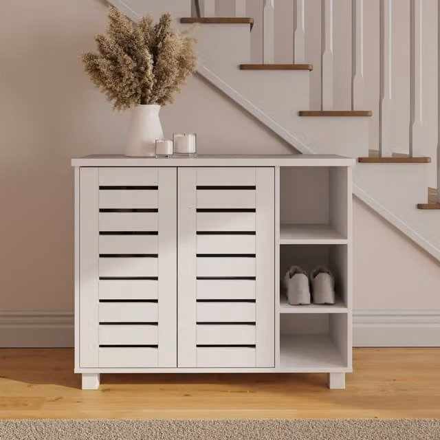 GFW Bodie Modern 2 Door 2 Shelf Shoe Cabinet in White