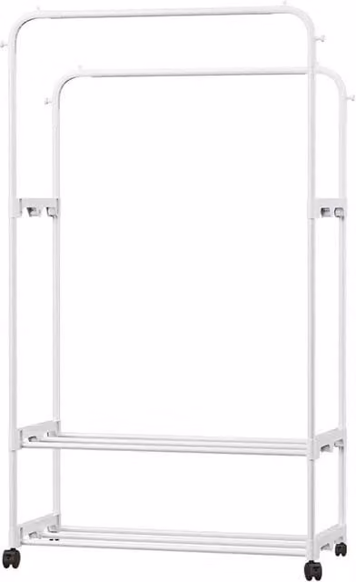KORVIXA Metal Garment Clothes Rail with Wheels in White, W/D/H: 100 x 100 x 100 cm – 1