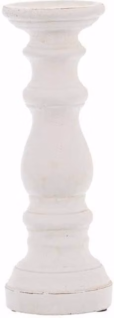 Lemon Pavilion Furniture and Decor Ceramic Pillar Candle Holder, Matt White, W: 12 cm, D: 12 cm, H: 31 cm