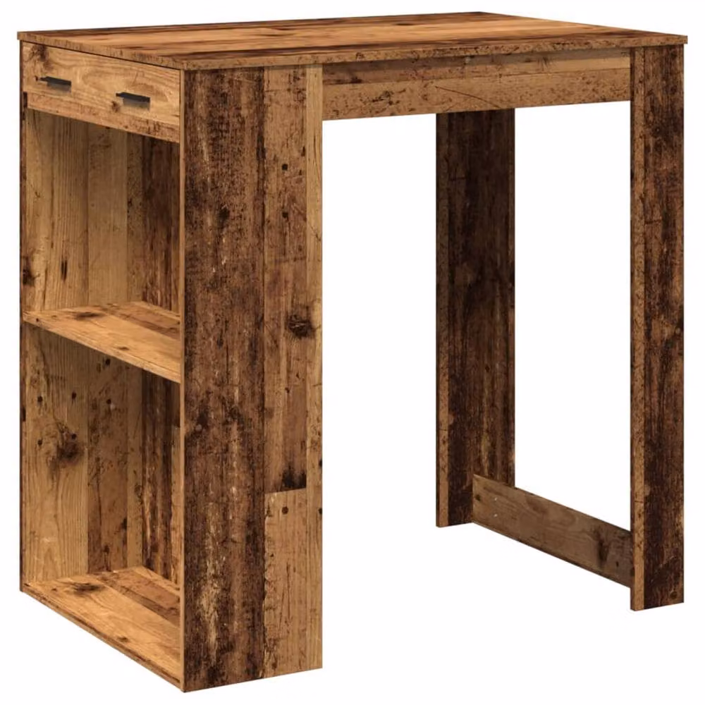 Berkfield Home Bar Table in Brown Old Wood, W/D/H: 102 x 70 x 103.5 cm – 2