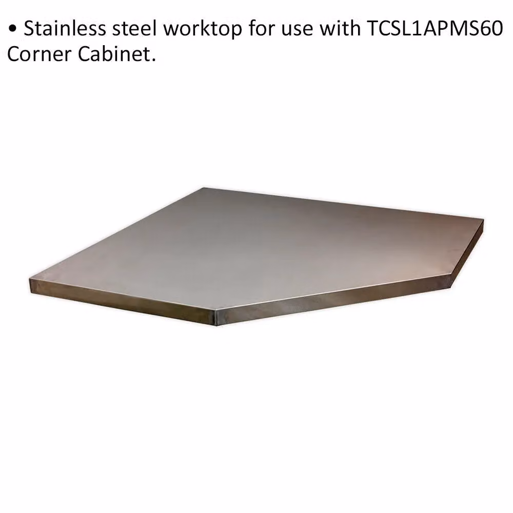 Loops Stainless Steel Worktop in Silver for ys02642 Modular Corner Cabinet, W: 86.5 cm, D: 38.0 cm, H: 21.2 cm – 2
