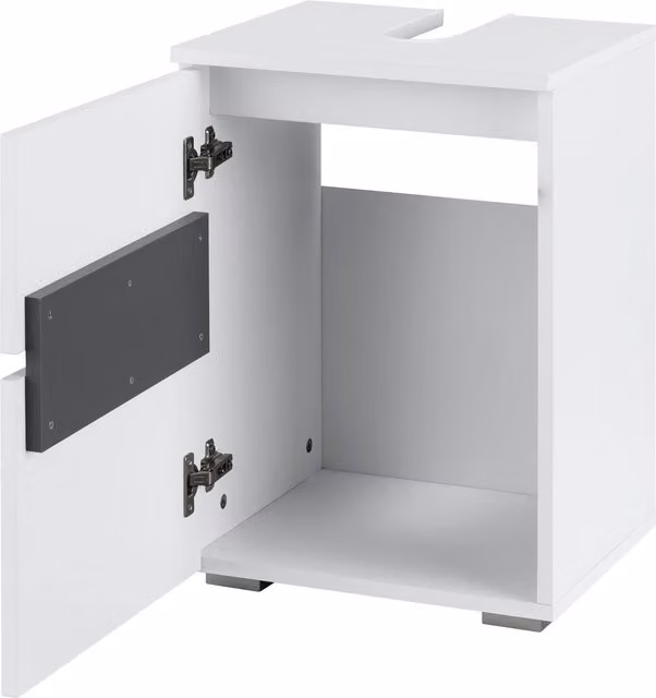 Wisla White Matt Freestanding Sink Cabinet with Hinged Doors and Internal Shelves, Width: 40 cm