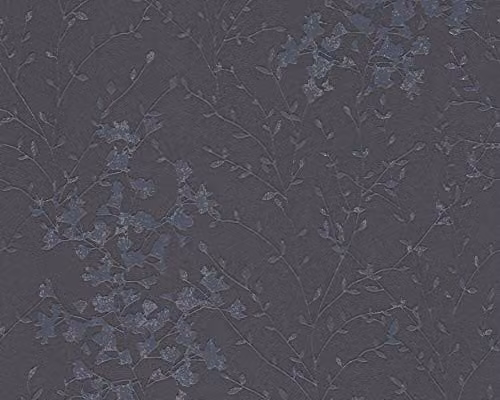 A.S. Création Anthracite Metallic Floral Non-Woven Botanical Wallpaper – 1