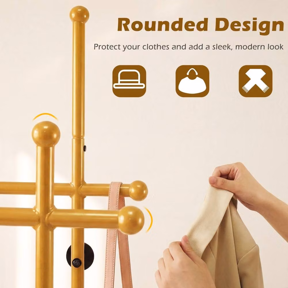 VOGREX Double Rod Metal Garment Rack in Matt Gold – 2