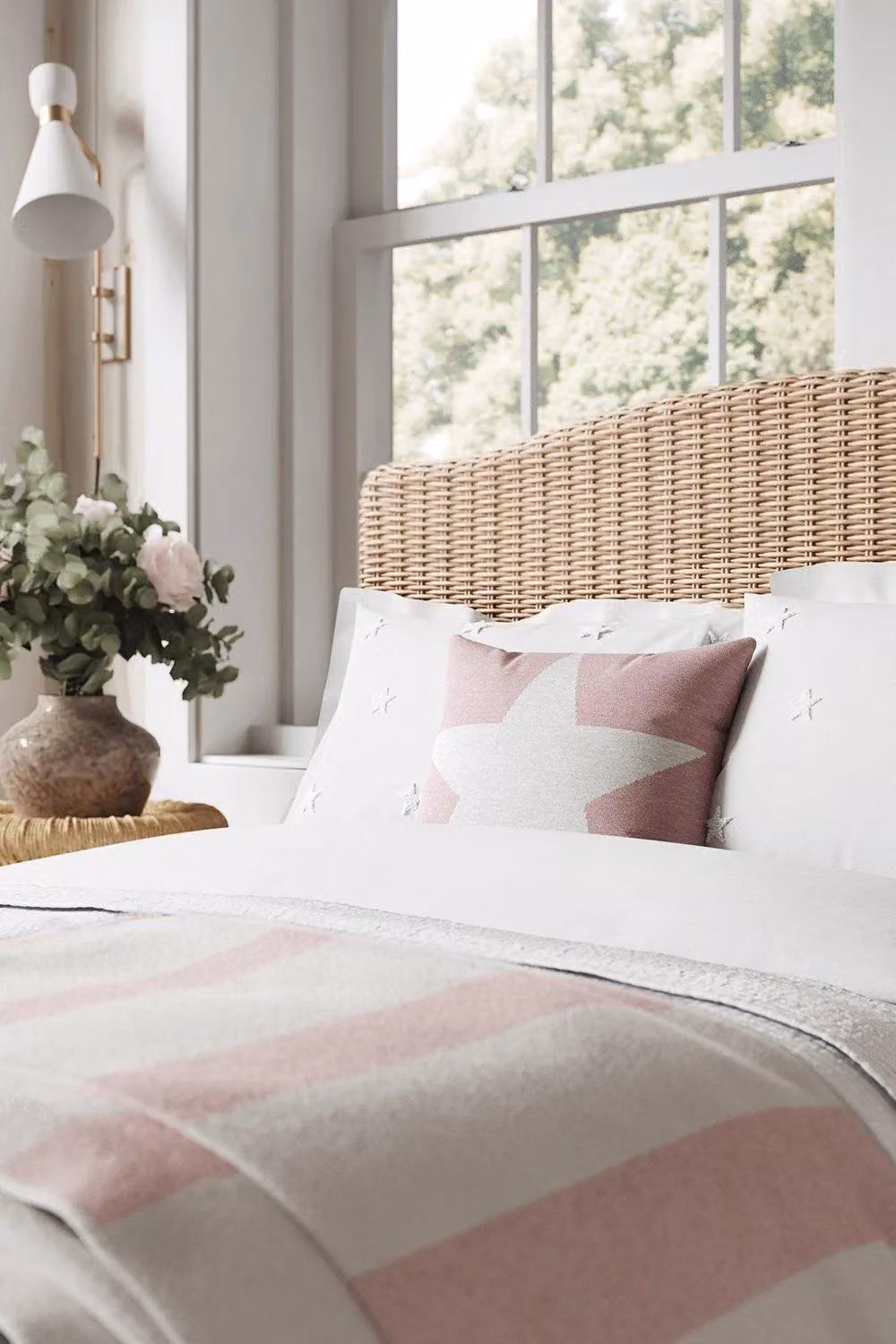 Helena Springfield Vermont Woven Striped Throw with Fringes in White and Pink, W/D/H: 150 x 130 x 1 cm – 2