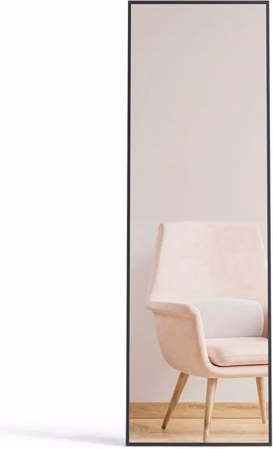 FORGEVIO Full Length Rectangular Dressing Mirror, Black, W: 100 cm, H: 150 cm