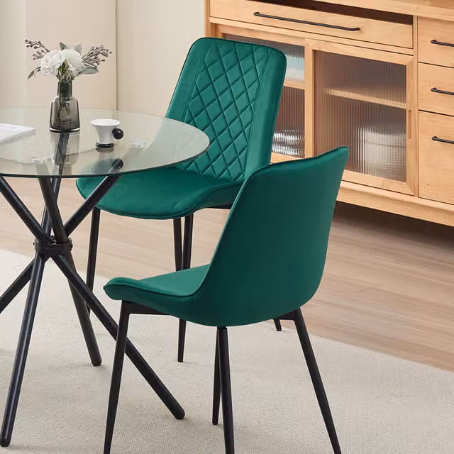 Madefor.living Amelia Velvet Comfort Dining Chairs Set of 2 - Green