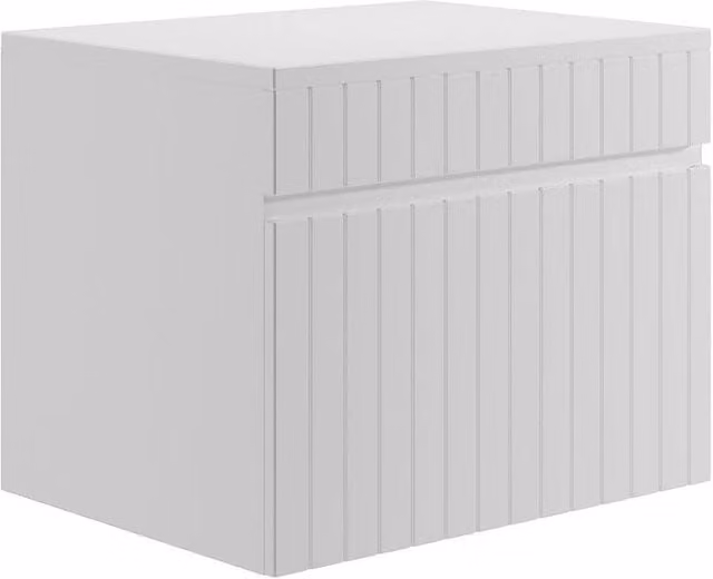 Vente-unique Satara White Ribbed Wall-Mounted Vanity Unit with Shelf, W: 60 cm