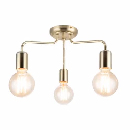 Cosylyte Fraser Modern Metal Square Ceiling Flush Light, Brushed Brass, W: 41 cm, D: 41 cm, H: 19 cm, 3 x E27