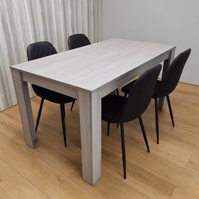 Kosy Koala Modern Grey and Black Dining Table and 4 Chairs Set with Rectangular MDF Table