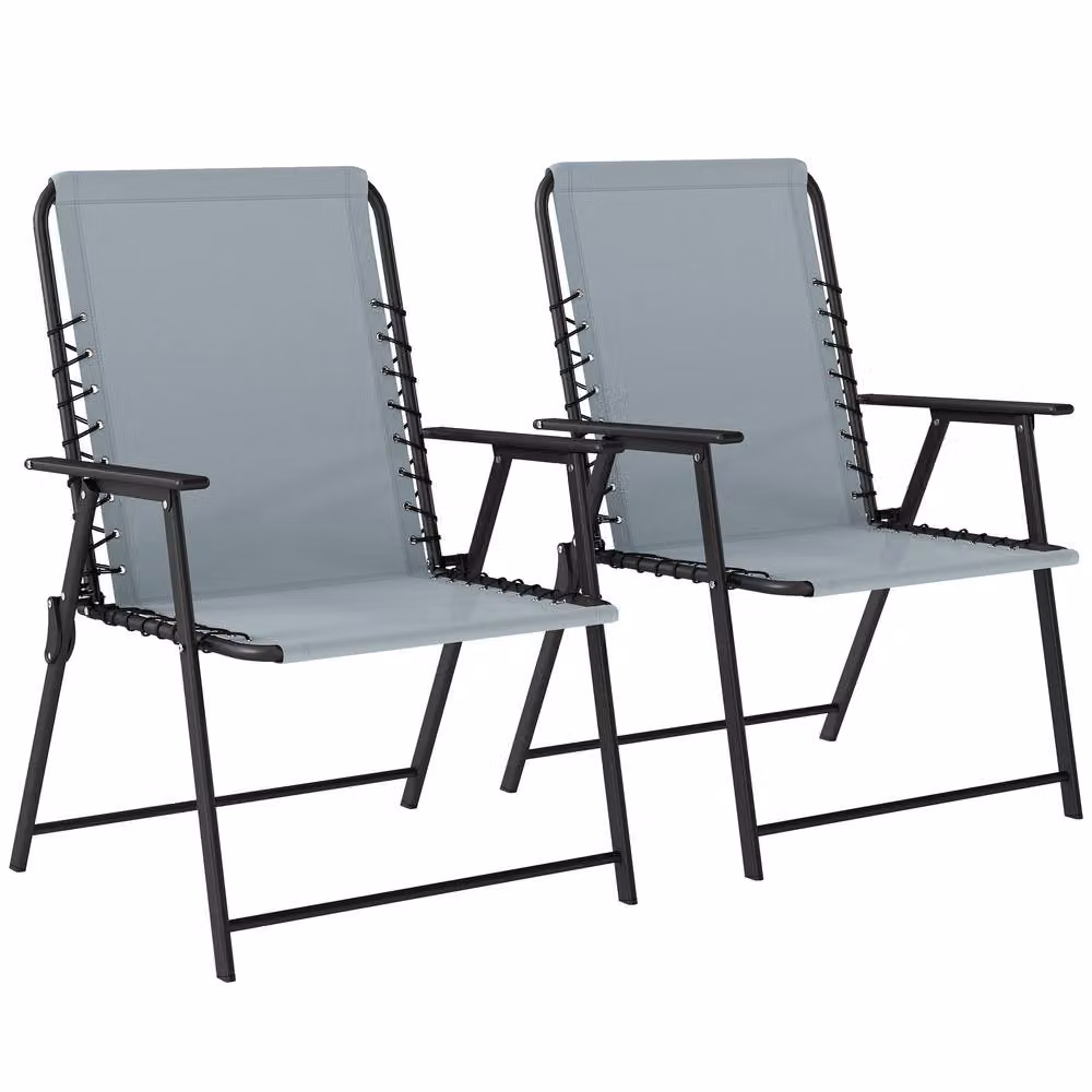 Outsunny Set of 4 Folding Metal Garden Chairs in Matt Grey – 6