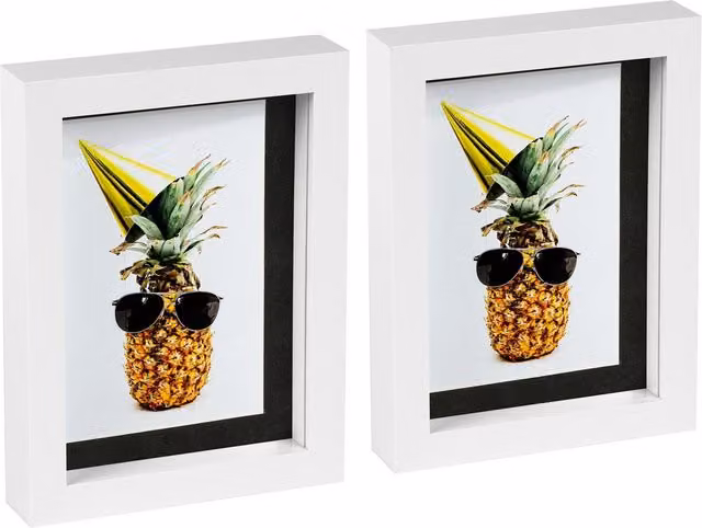 Nicola Spring Pack of 2 Rectangular 3D Box Photo Frames in White and Black, W: 12.7 cm x H: 17.78 cm (5 x 7 inches) with 10.16 x 15.24 cm (4 x 6 inches) Mount