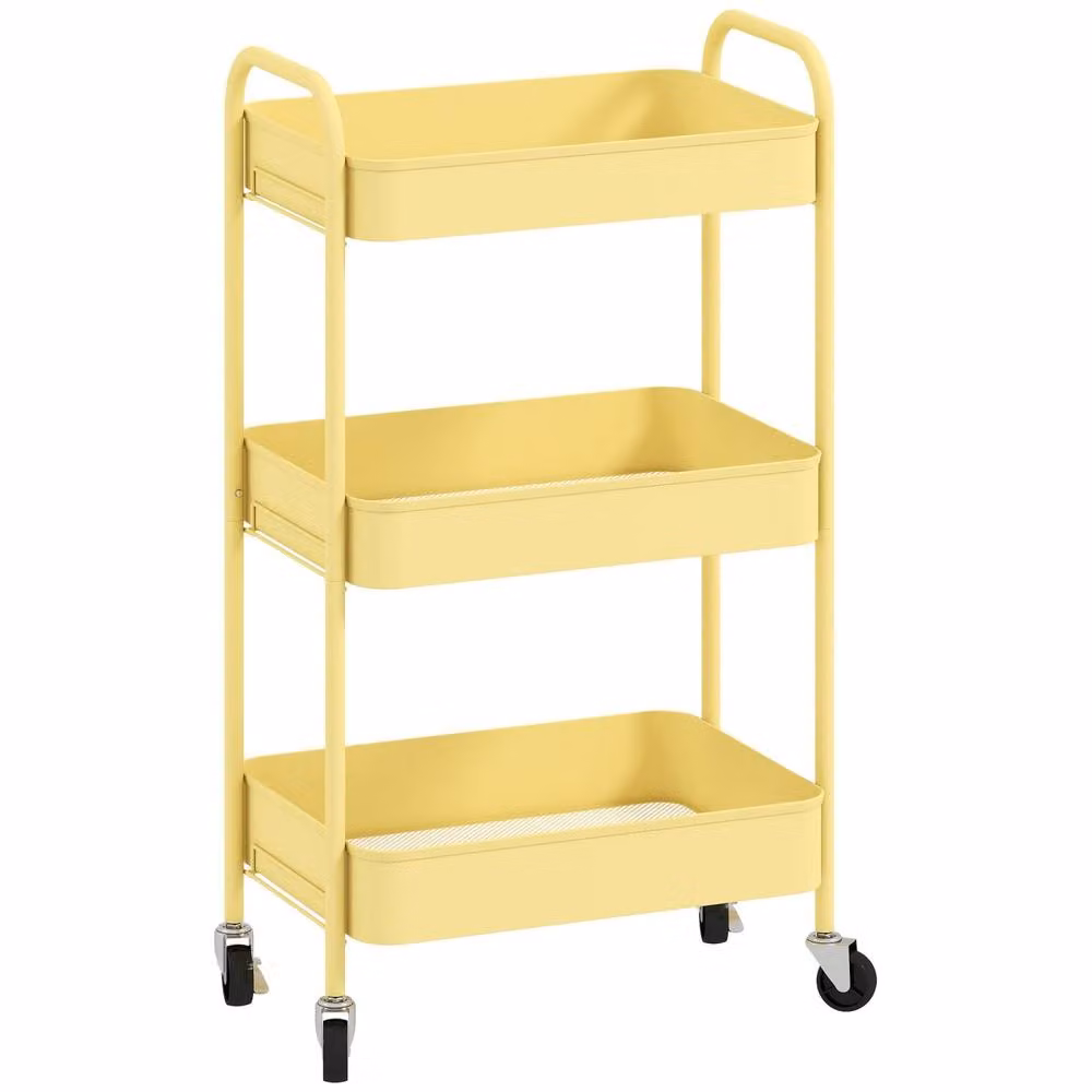 Wyld Haus Firi 3 Tier Yellow Metal Storage Trolley with Wheels, W/D/H: 30.6 x 30.6 x 79.0 cm – 2