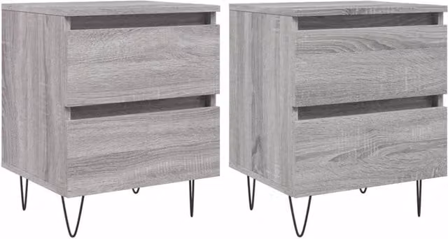 Berkfield Home Set of 2 Grey Sonoma Bedside Cabinets, W/D/H: 40 x 35 x 50 cm – 1
