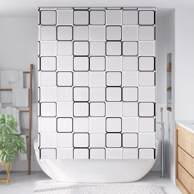Berkfield Home Opaque Shower Roller Blind in Black, W: 160 cm, H: 240 cm