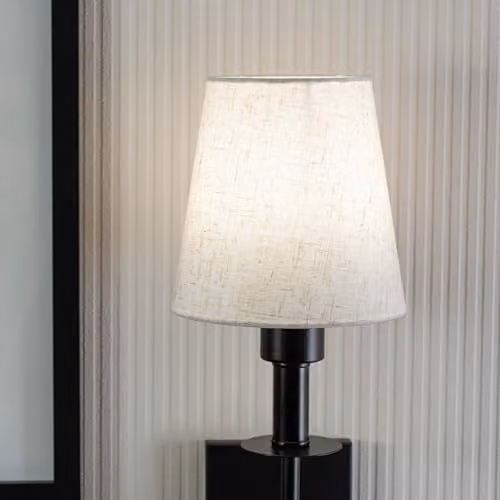 ValueLights Rechargeable LED Wall Light with Fabric Shade and Remote Control, Dimmable Touch Control Sconce in Black – 4