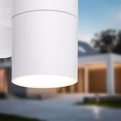Briloner Modern Up and Down LED Outdoor Wall Light, White, IP54, GU10, H: 16 x W: 11 x D: 7.5 cm – 4