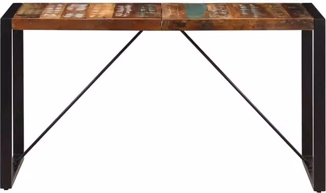 Berkfield Home Rectangular Dining Table in Multicolour Solid Reclaimed Wood with Sled Base, W/D/H: 140 x 70 x 75 cm – 1