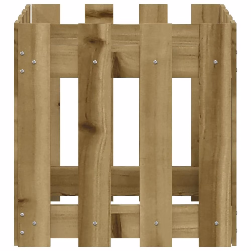Berkfield Home Beautiful Garden Planter with Fence Design in Brown, W/D/H: 40 x 40 x 40 cm – 3