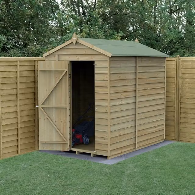 Forest Garden 4LIFE Apex Wooden Garden Shed in Brown, W: 152 cm, D: 213 cm