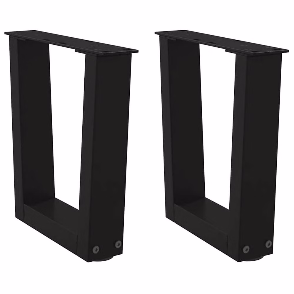 Berkfield Home V-Shape Dining Table Legs, 2 Piece Set, Black Matt Steel, W: 30 cm, H: 30 cm – 1